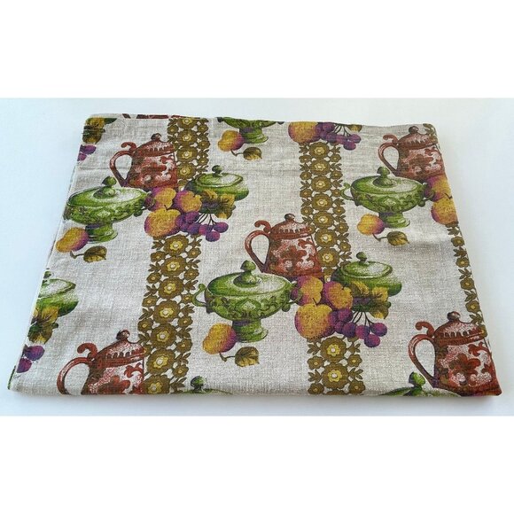 Vintage 60s curtain, fruits and kitchenware, retro kitchen, single panel - Picture 10 of 10